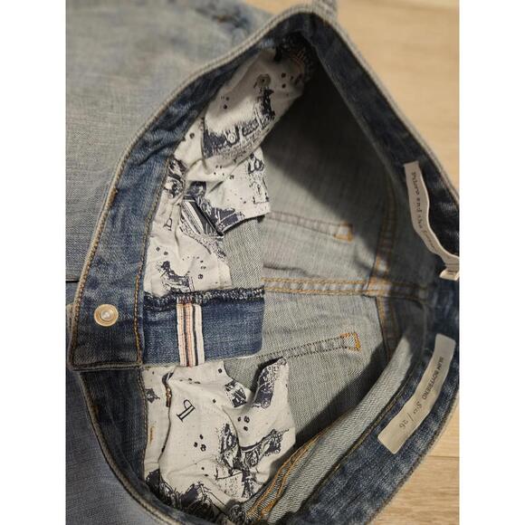 PILCRO AND THE LETTERPRESS Slim Boyfriend Jeans Red Tassel Hem Sz 26 - Picture 7 of 9